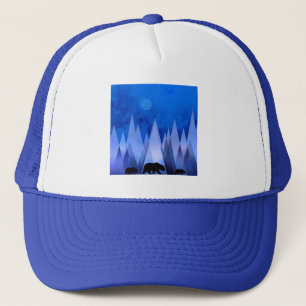 BLAUWE GEOMETRISCHE BEREN TRUCKER PET
