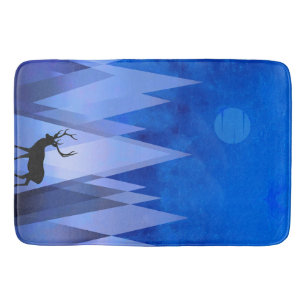 BLAUWE GEOMETRISCHE BERGEN HERT BADMAT