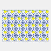 Blauwe geometrische citroentegel inpakpapier vel (Voorkant)