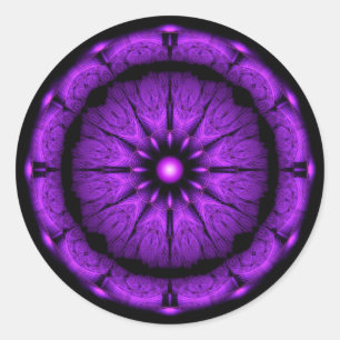 Blauwe  geometrische fractaalmandala ronde sticker