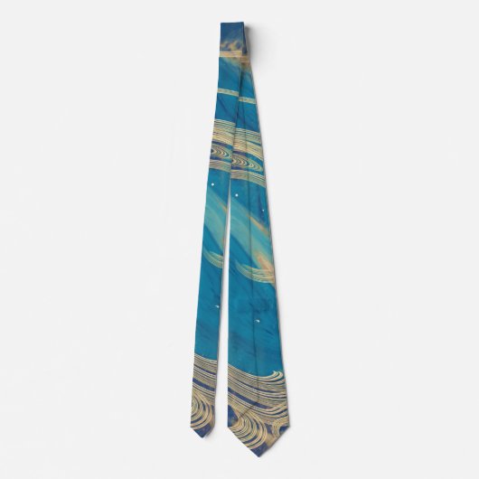 Blauwe geometrische kleurrijke Abstracte golven Stropdas (Achterkant)
