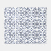 Blauwe geometrische Marokkaanse tegel ingewikkeld  Fleece Deken (Voorkant (Horizontaal))