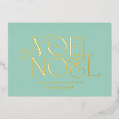 blauwe geometrische Noel-script elegante moderne Folie Feestdagenkaart (Voorkant)