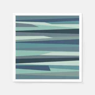 Blauwe geometrische oceaangolven servet
