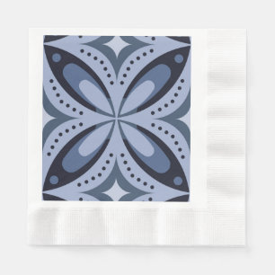 Blauwe geometrische patroon retro stijl servet