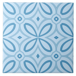 Blauwe geometrische ventilatorkeramische tegel tegeltje