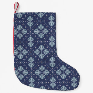 Blauwe geometrische vormen Patroon Kleine Kerstsok