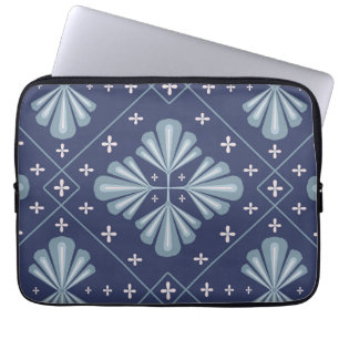 Blauwe geometrische vormen Patroon Laptop Sleeve