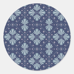 Blauwe geometrische vormen Patroon Ronde Sticker