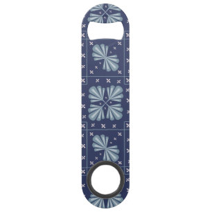 Blauwe geometrische vormen Patroon  Speed Flessenopener