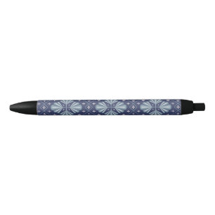 Blauwe geometrische vormen Patroon Zwarte Inkt Pen