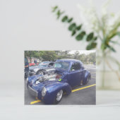 Blauwe Gepersonaliseerd auto Briefkaart (Staand voorkant)