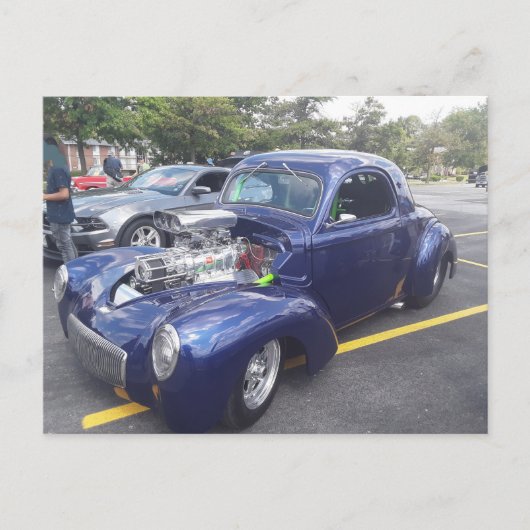 Blauwe Gepersonaliseerd auto Briefkaart (Voorkant)