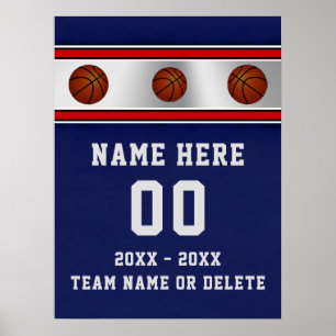 Blauwe gepersonaliseerde basketbal senioren avond poster