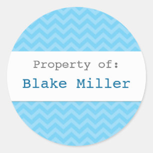 Blauwe gepersonaliseerde sticker