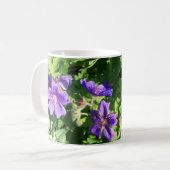Blauwe geraniumfoto koffiemok (Voorkant links)