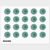 Blauwe gerber madeliefje ronde sticker (Vel)