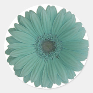 Blauwe gerber madeliefje ronde sticker