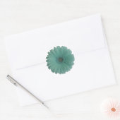 Blauwe gerber madeliefje ronde sticker (Envelop)