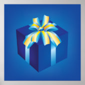 Blauwe geschenkdoos met geel en Aqua-lint Poster (Voorkant)
