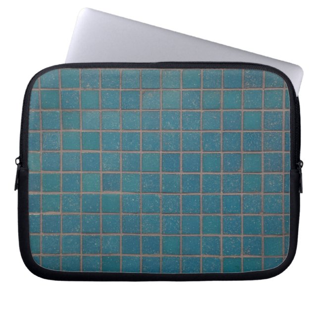 blauwe gespikkelde tegels laptop sleeve (Voorkant)