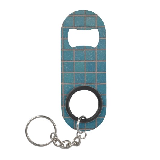 blauwe gespikkelde tegels mini flessenopener (Voorkant)