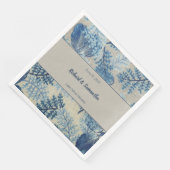 Blauwe gestikte flora servet (Hoek)