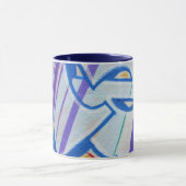 Blauwe gestreepte abstracte graffitis mok (Midden)