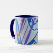 Blauwe gestreepte abstracte graffitis mok (Voorkant links)
