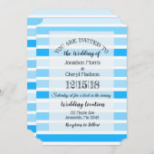 Blauwe gestreepte bruiloft kaart (Voorkant / Achterkant)