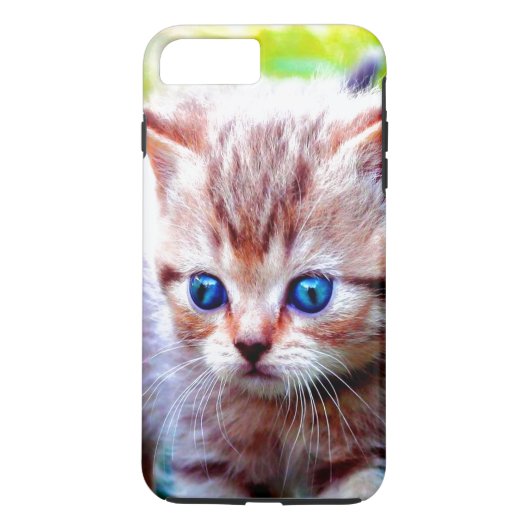 Blauwe gestreepte keukenkat Case-Mate iPhone case (Achterkant)