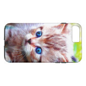 Blauwe gestreepte keukenkat Case-Mate iPhone case (Achterkant (Horizontaal))