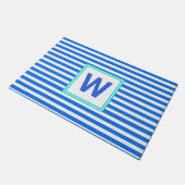 Blauwe gestreepte monogrammen deurmat (Schuin)