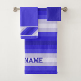 Blauwe gestreepte schelpen bad handdoek
