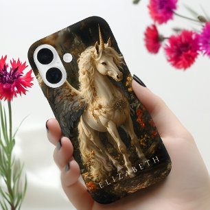  Blauwe Gevleugelde Pegasus Classical Fantasy Art iPhone 16 Hoesje