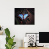 Blauwe Gewone Morpho Vlinder Poster (Thuiskantoor)