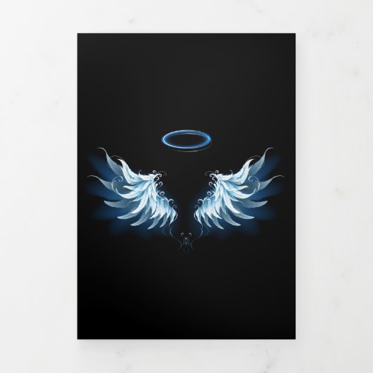 Blauwe Ggloed Angel Wings op zwarte achtergrond Drieluik Programma (Cover)