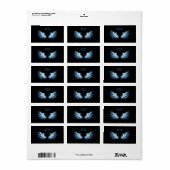 Blauwe Ggloed Angel Wings op zwarte achtergrond Etiket (Full Sheet)