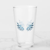 Blauwe Ggloed Angel Wings op zwarte achtergrond Glas (Achterkant)