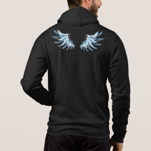 Blauwe Ggloed Angel Wings op zwarte achtergrond Hoodie