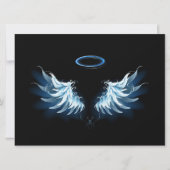 Blauwe Ggloed Angel Wings op zwarte achtergrond Kaart (Voorkant)