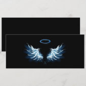 Blauwe Ggloed Angel Wings op zwarte achtergrond Menu (Voorkant / Achterkant)