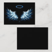 Blauwe Ggloed Angel Wings op zwarte achtergrond Plaatskaartje (Voorkant / Achterkant)