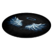 Blauwe Ggloed Angel Wings op zwarte achtergrond Snijplank (Hoek)