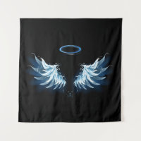 Blauwe Ggloed Angel Wings op zwarte achtergrond