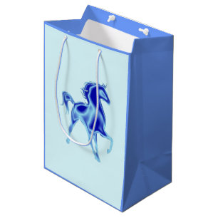 Blauwe Gift Bag met Paard - Medium Cadeauzakje