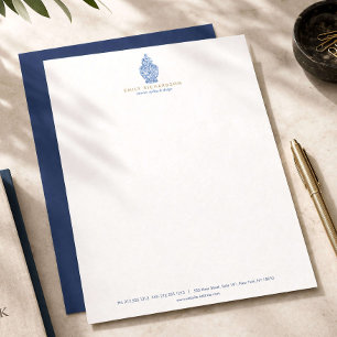 Blauwe Ginger Jar Aardewerk Logo Ontwerper Wit/Bla Briefhoofd