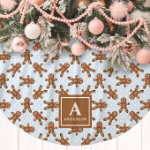 Blauwe Gingerman Monogram Kerstmis Kerstboom Rok