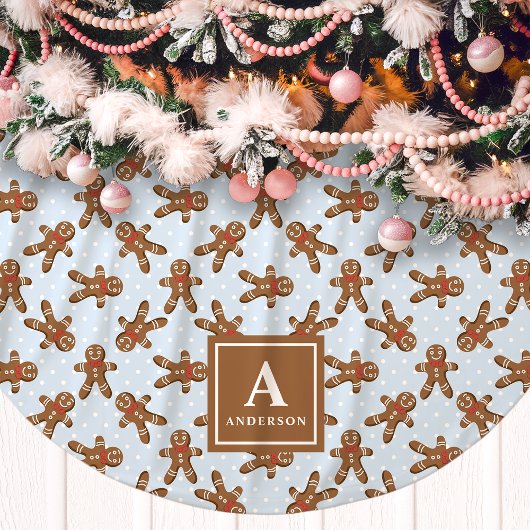 Blauwe Gingerman Monogram Kerstmis Kerstboom Rok