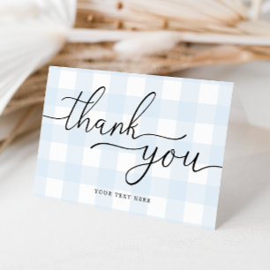 Blauwe Gingham Bedankkaart Kaart